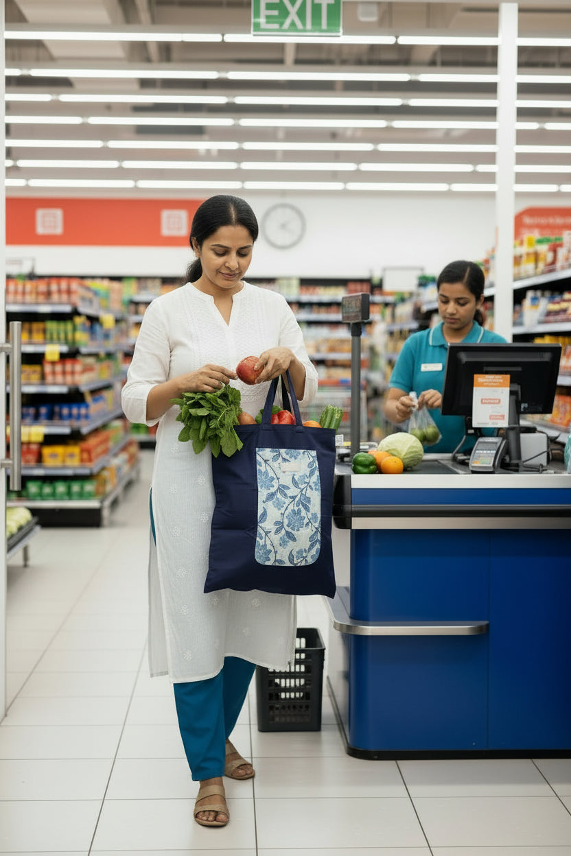 Blue Foldable Shopping Bag