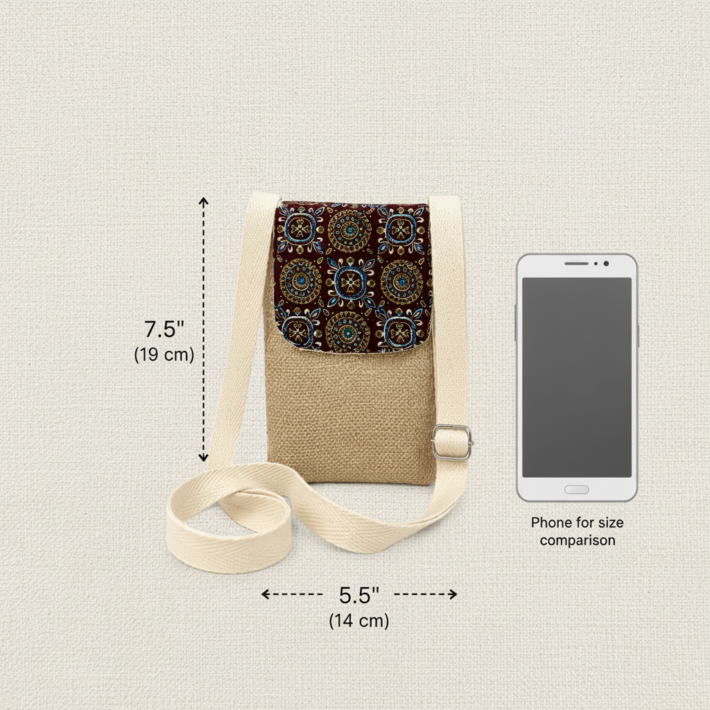 Beige n Brown Ajrak Flap Mobile Sling bag