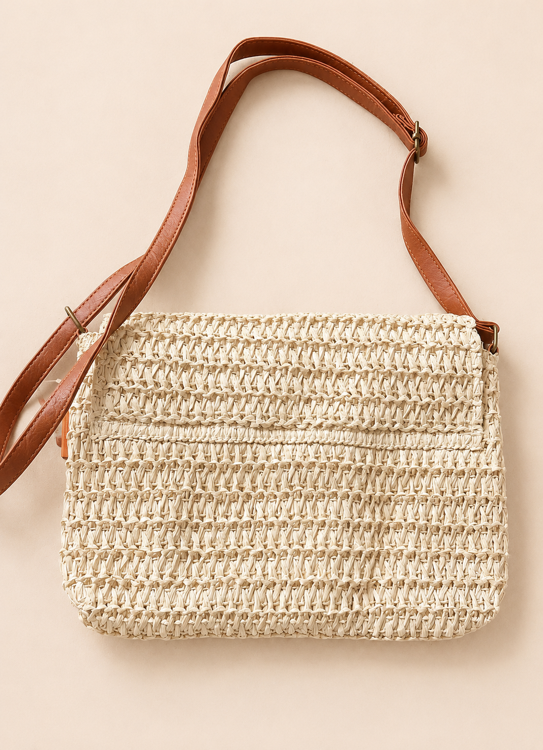 Handwoven Raffia Crossbody Sling Bag for Women