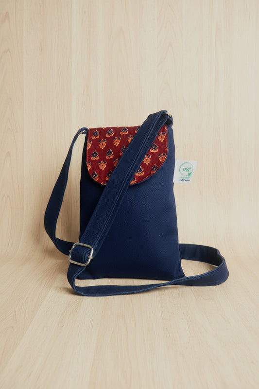 Blue-Ajrak Mobile Sling bag