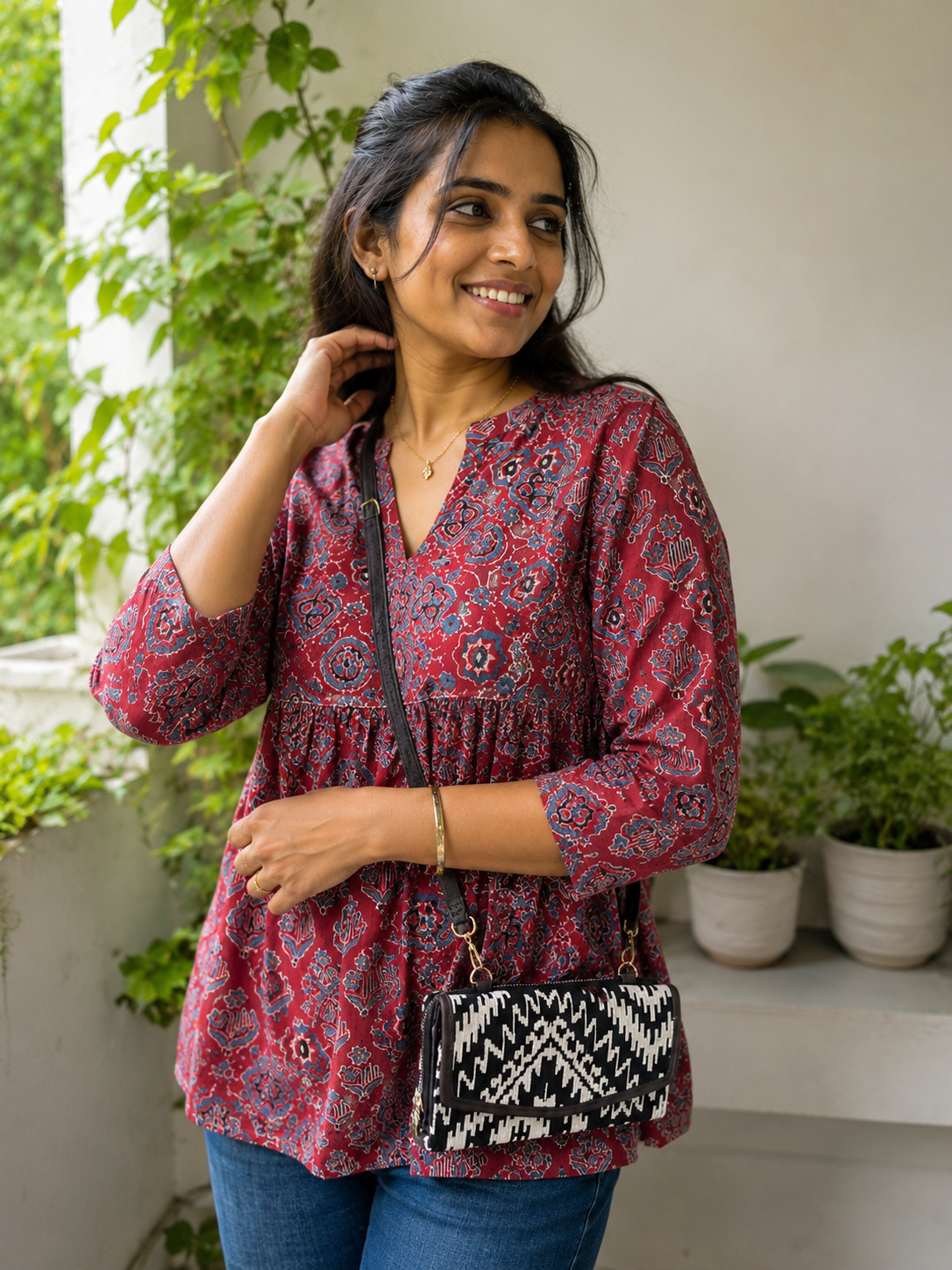 Monochrome Muse Jacquard Mobile Sling Wallet