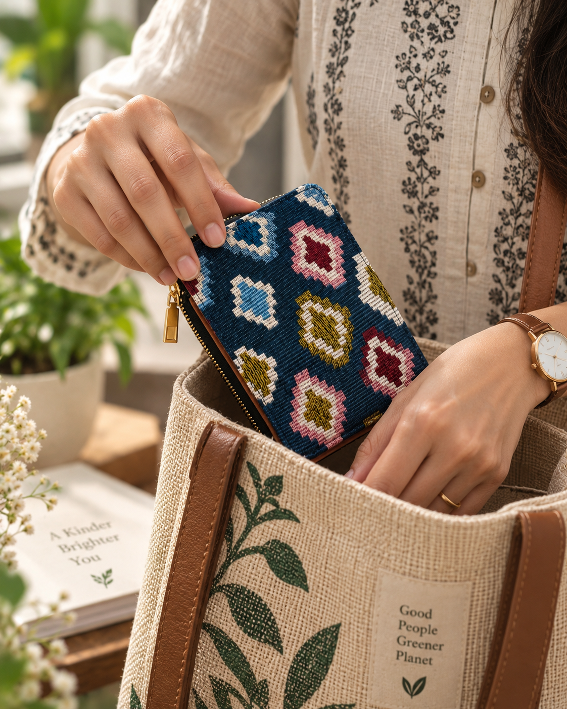 Multicolor Woven Compact Everyday Wallet