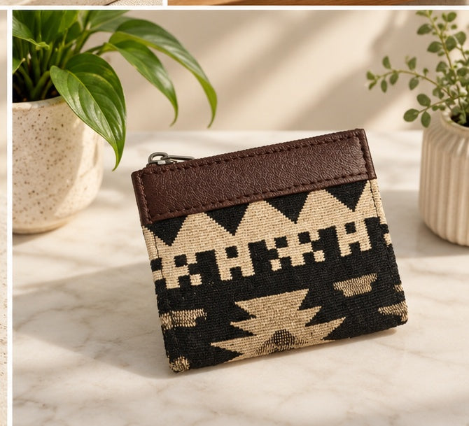 Jacquard Black-Cream Pocket Wallet