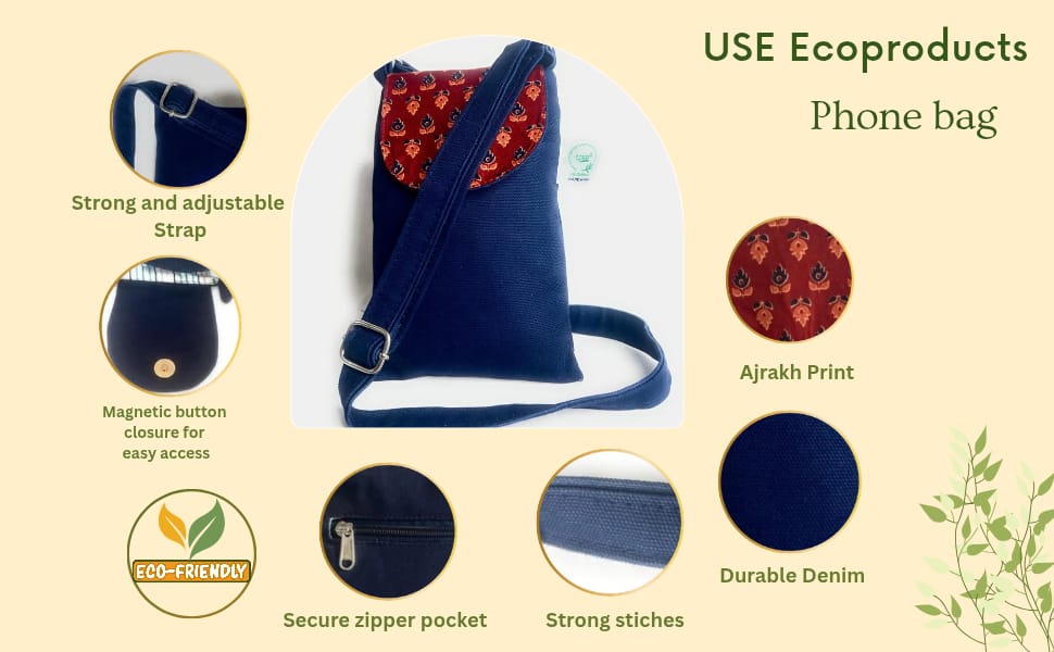 Blue-Ajrak Mobile Sling bag