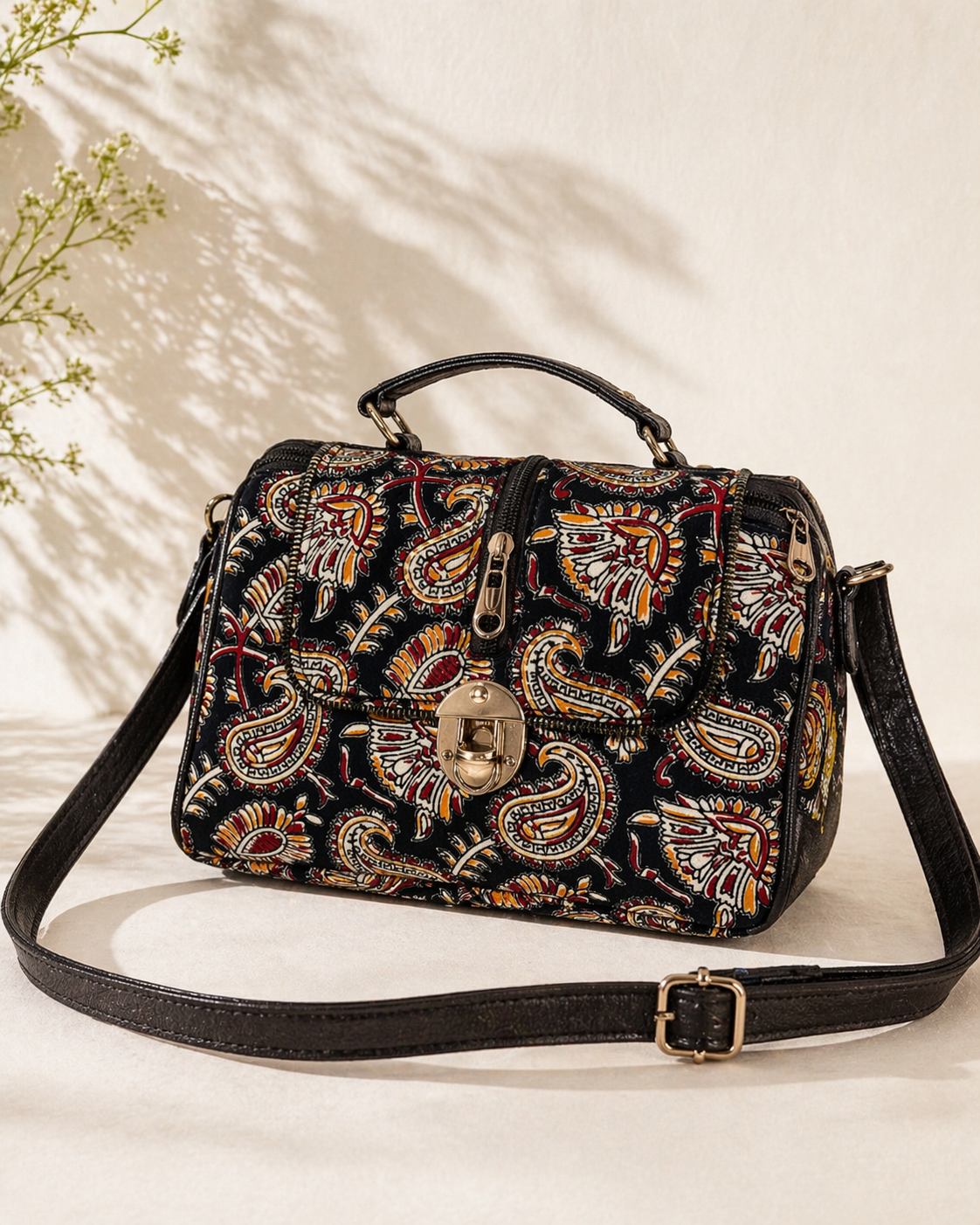 Kalamkari Multi-Zip Sling Bag