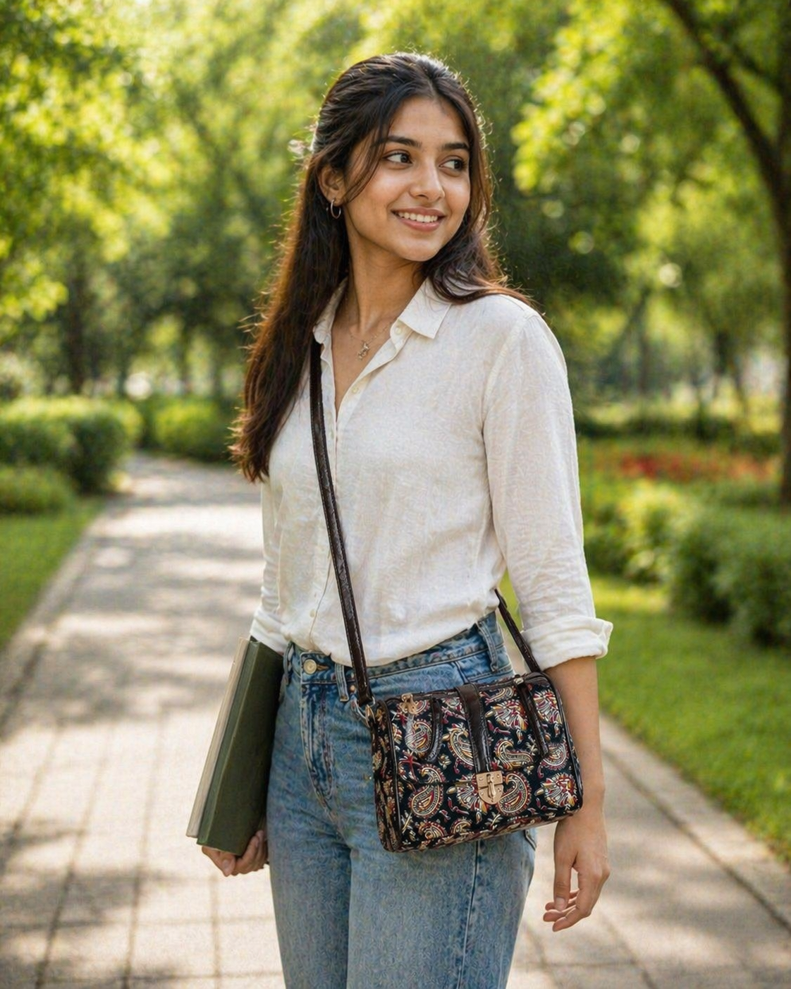 Kalamkari Multi-Zip Sling Bag