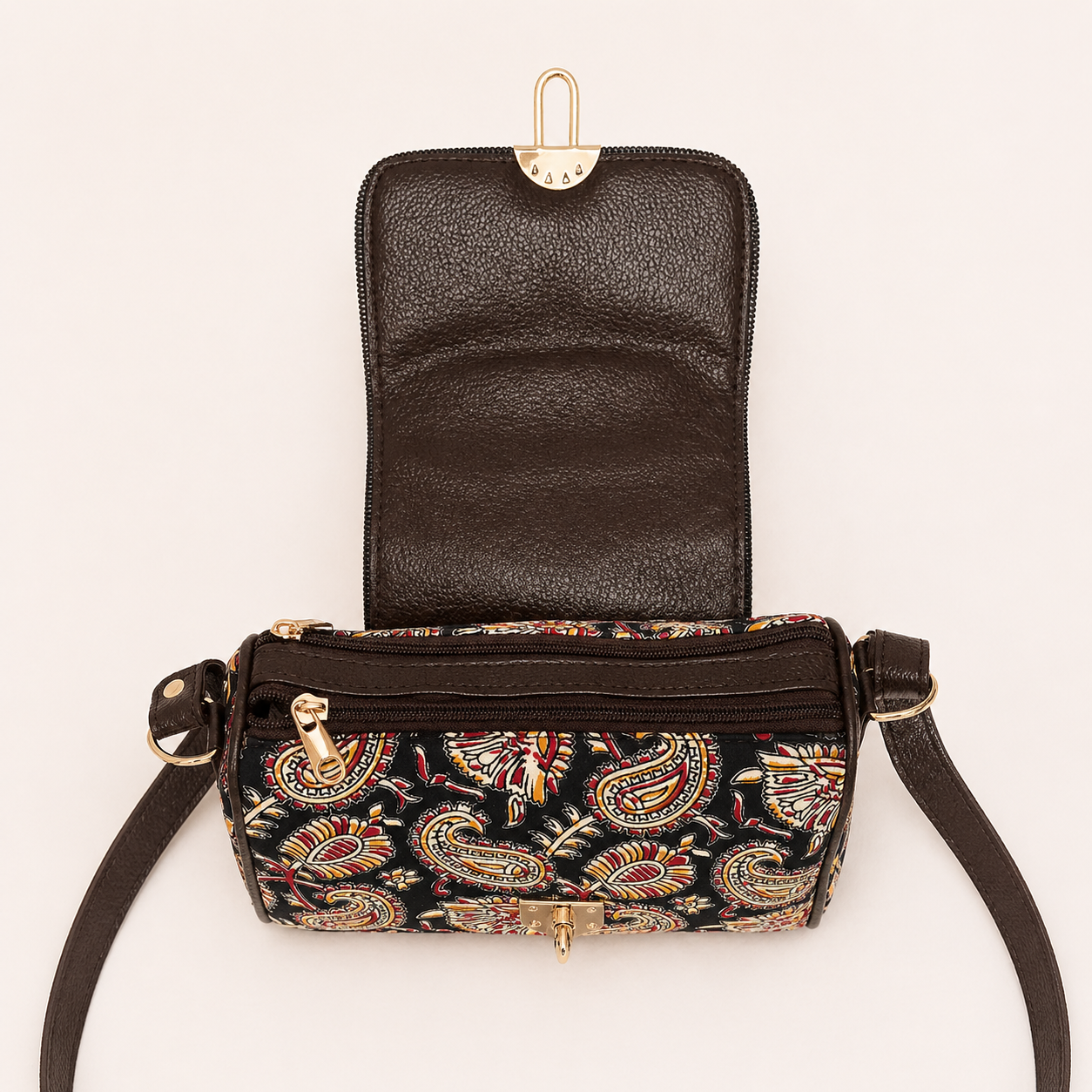 Kalamkari Multi-Zip Sling Bag