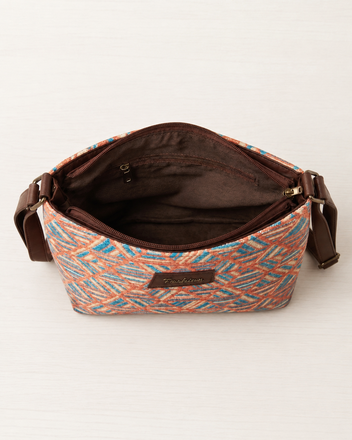 Coral Geo Jacquard Cotton Sling Bag