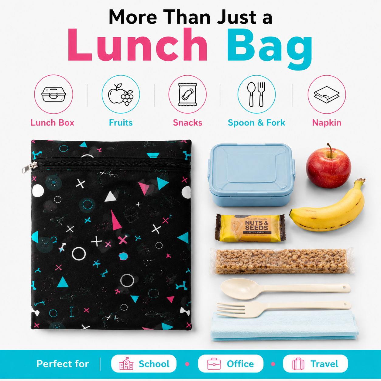 Black Reusable Waterproof Lunch Box bag