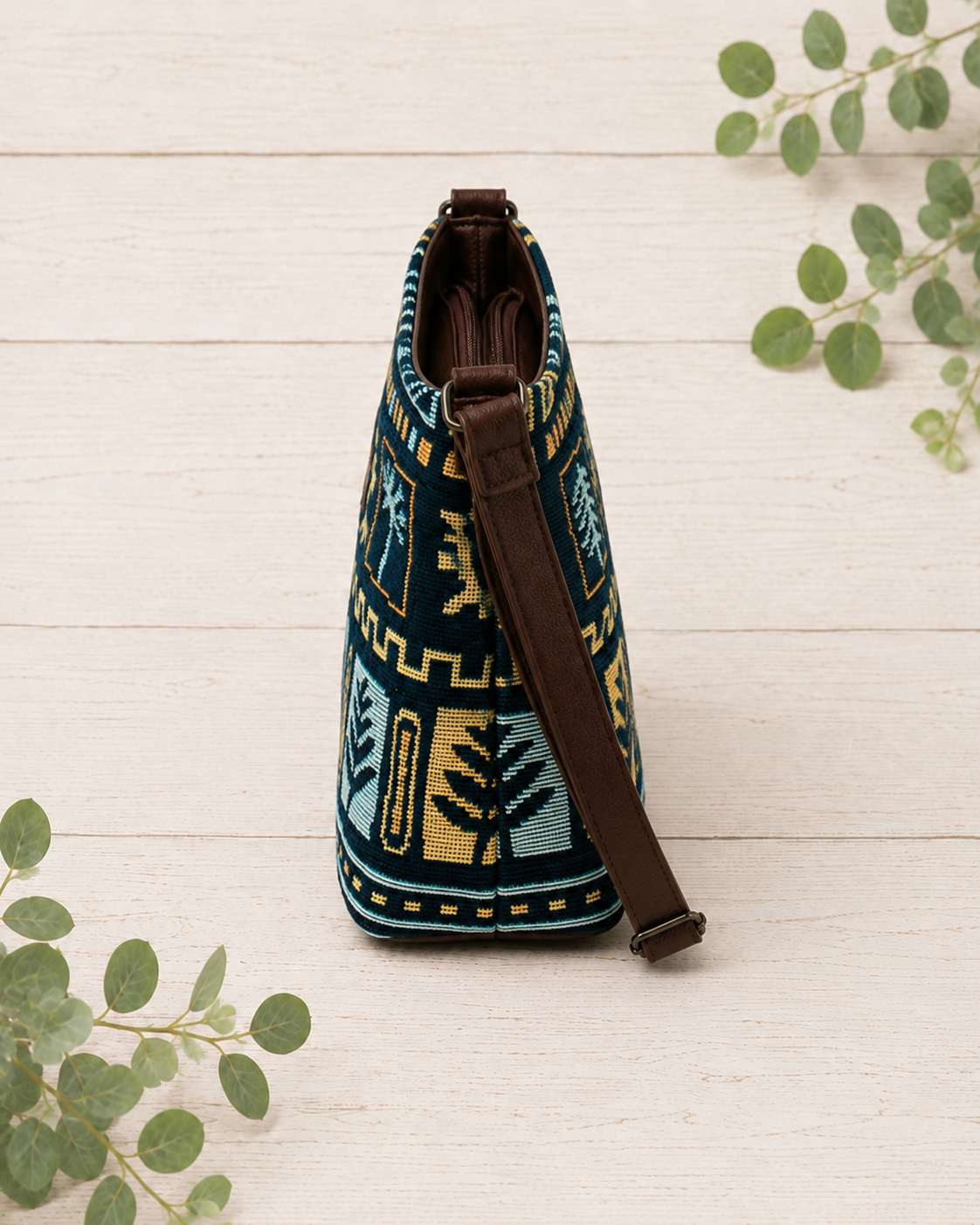 Midnight Tribal Jacquard Cotton Sling Bag