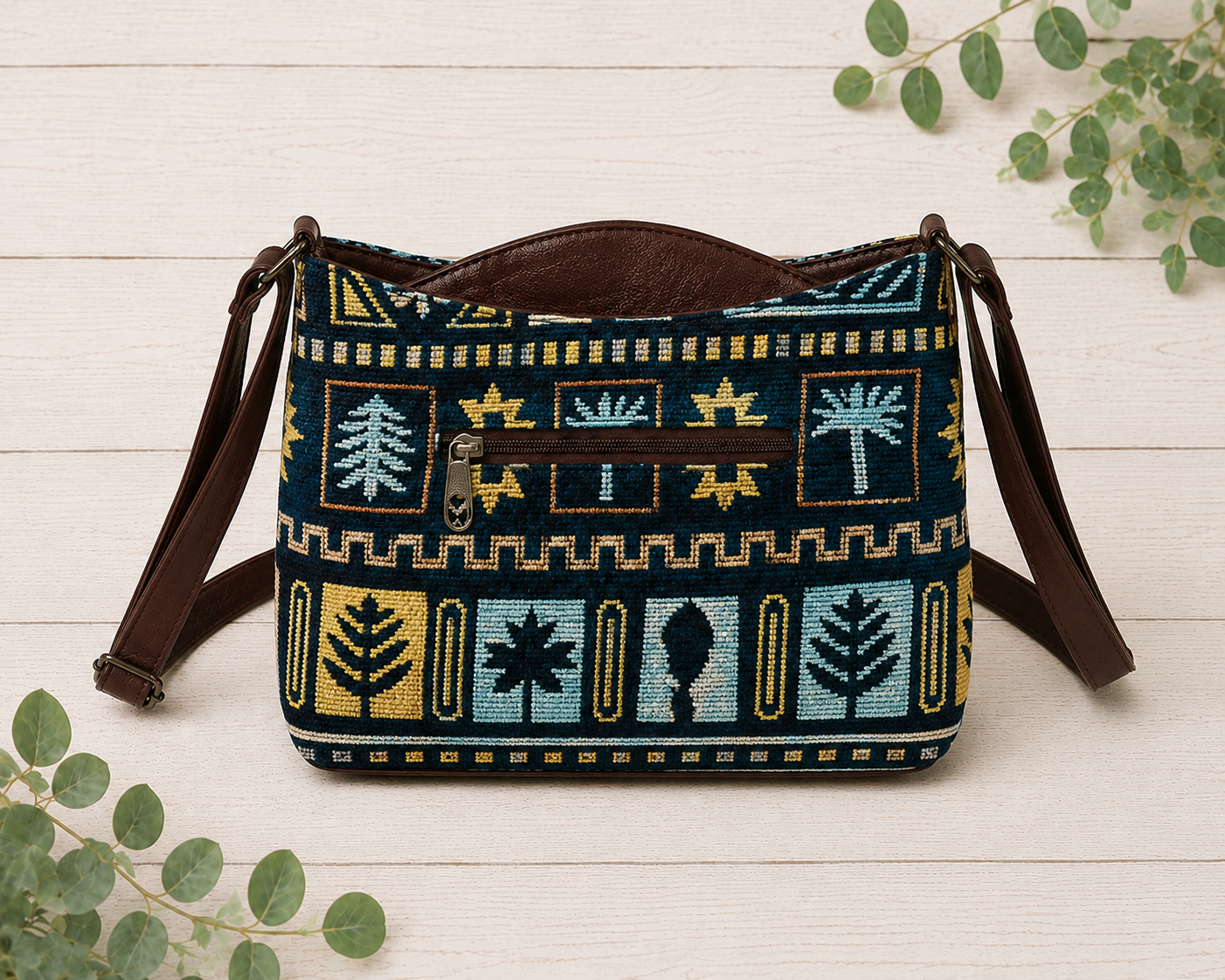 Midnight Tribal Jacquard Cotton Sling Bag