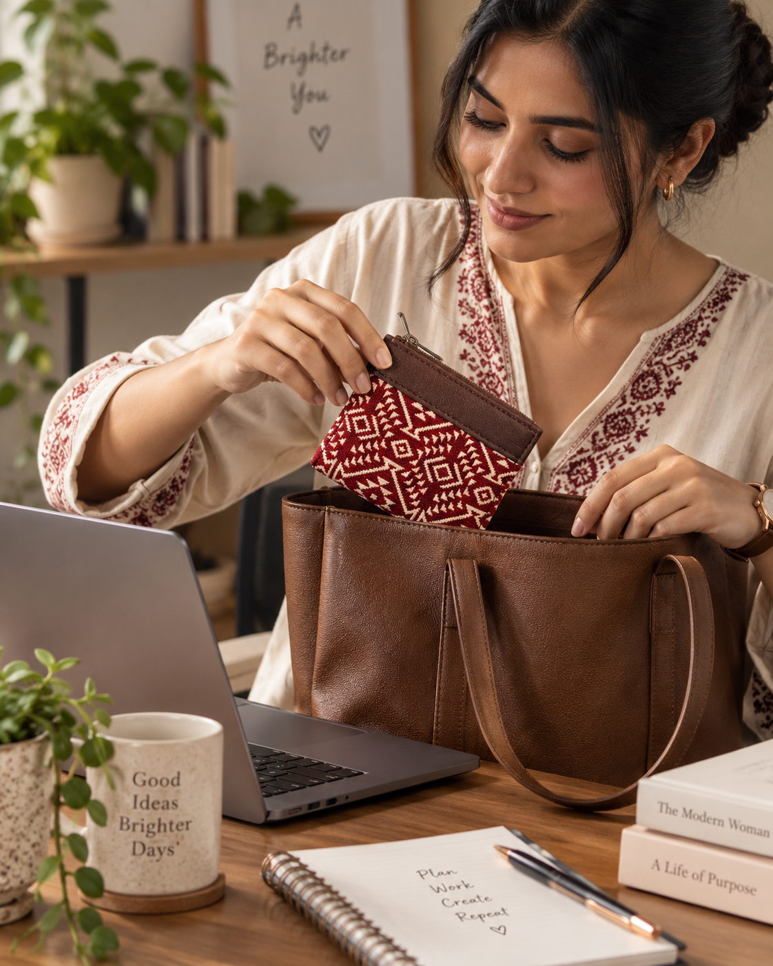 Jacquard  Maroon Geometric Pocket Wallet