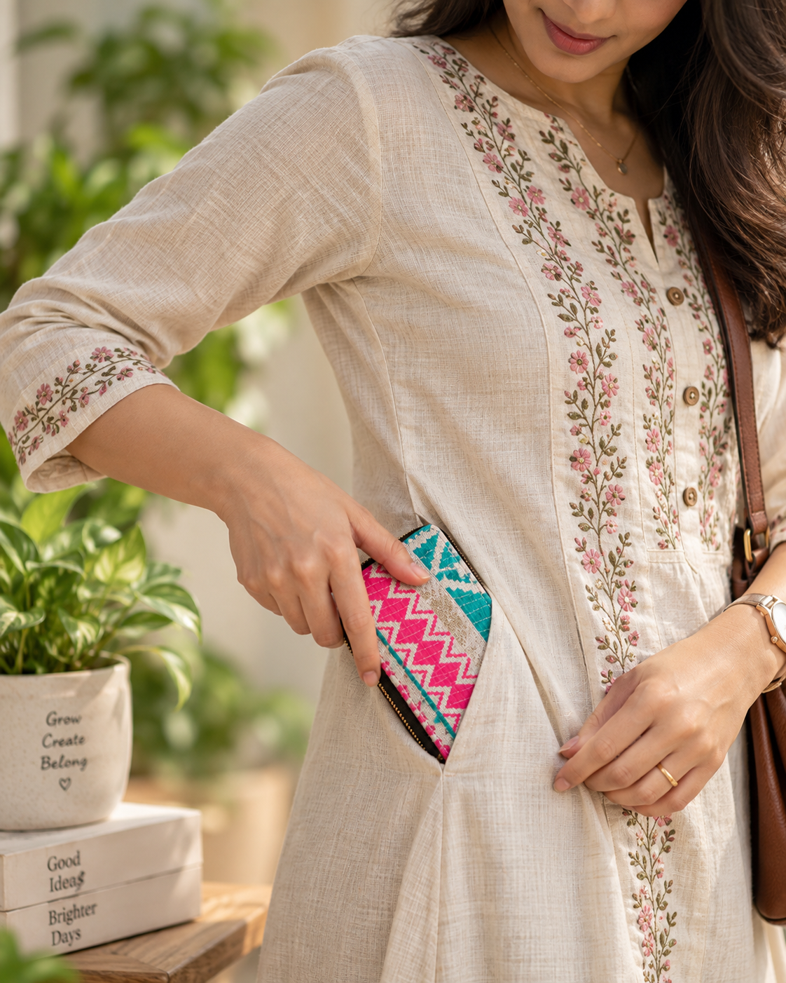 Pink Geometric Compact Everyday Wallet