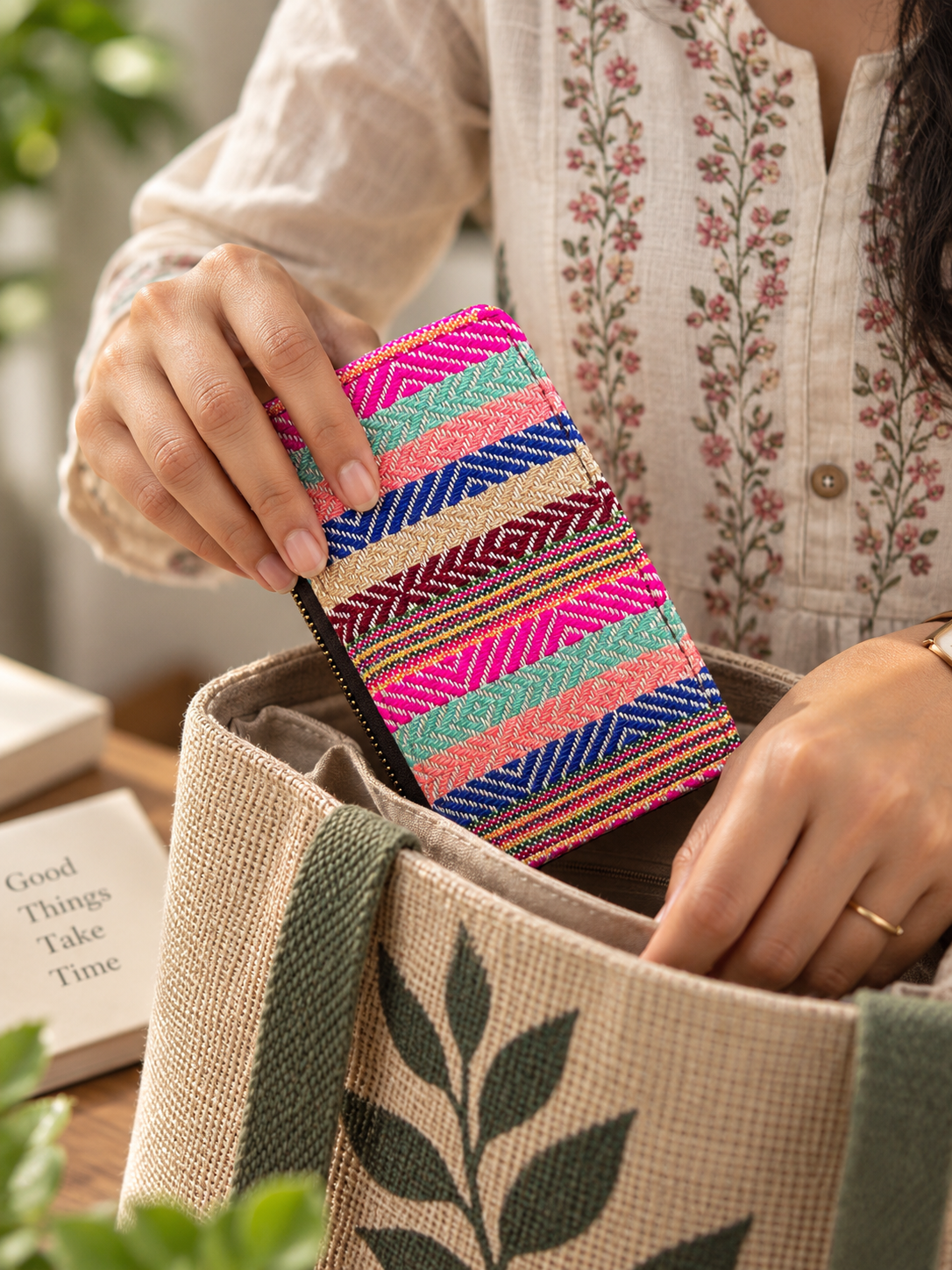 Colorful Woven Compact Everyday Wallet