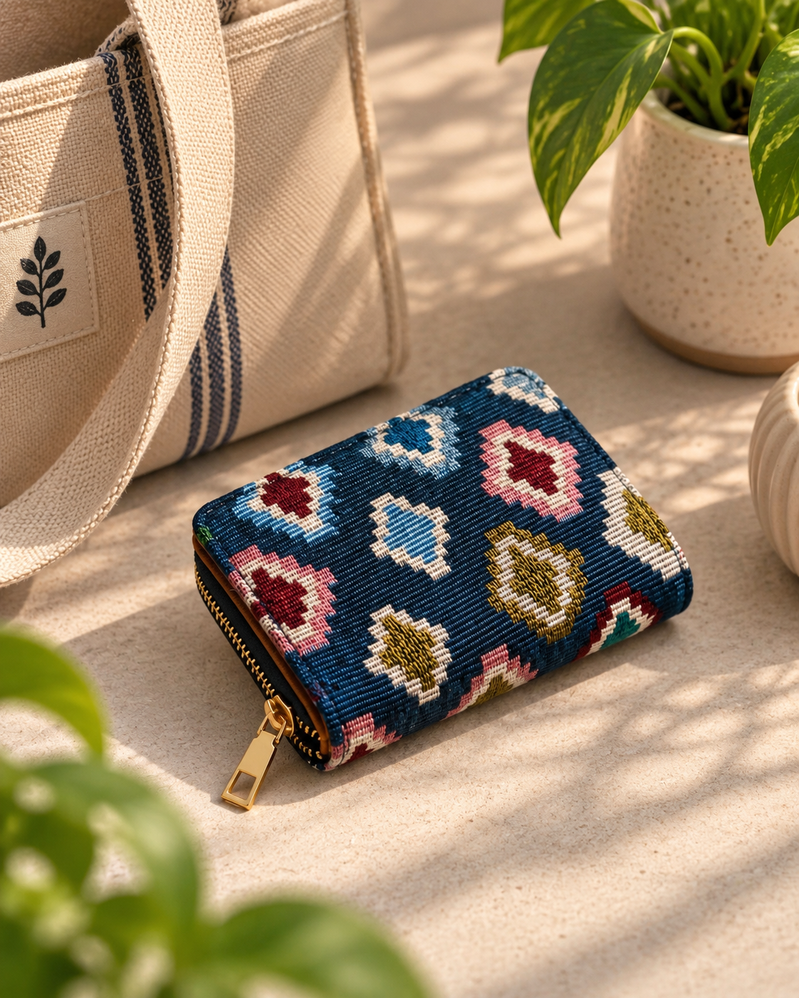 Multicolor Woven Compact Everyday Wallet
