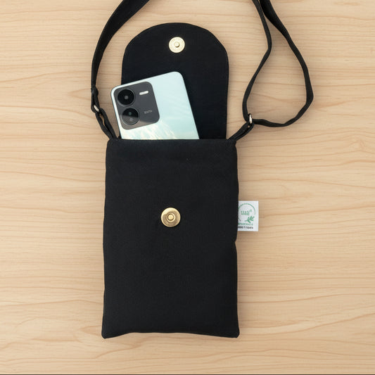 Black-Ajrak Mobile Sling bag