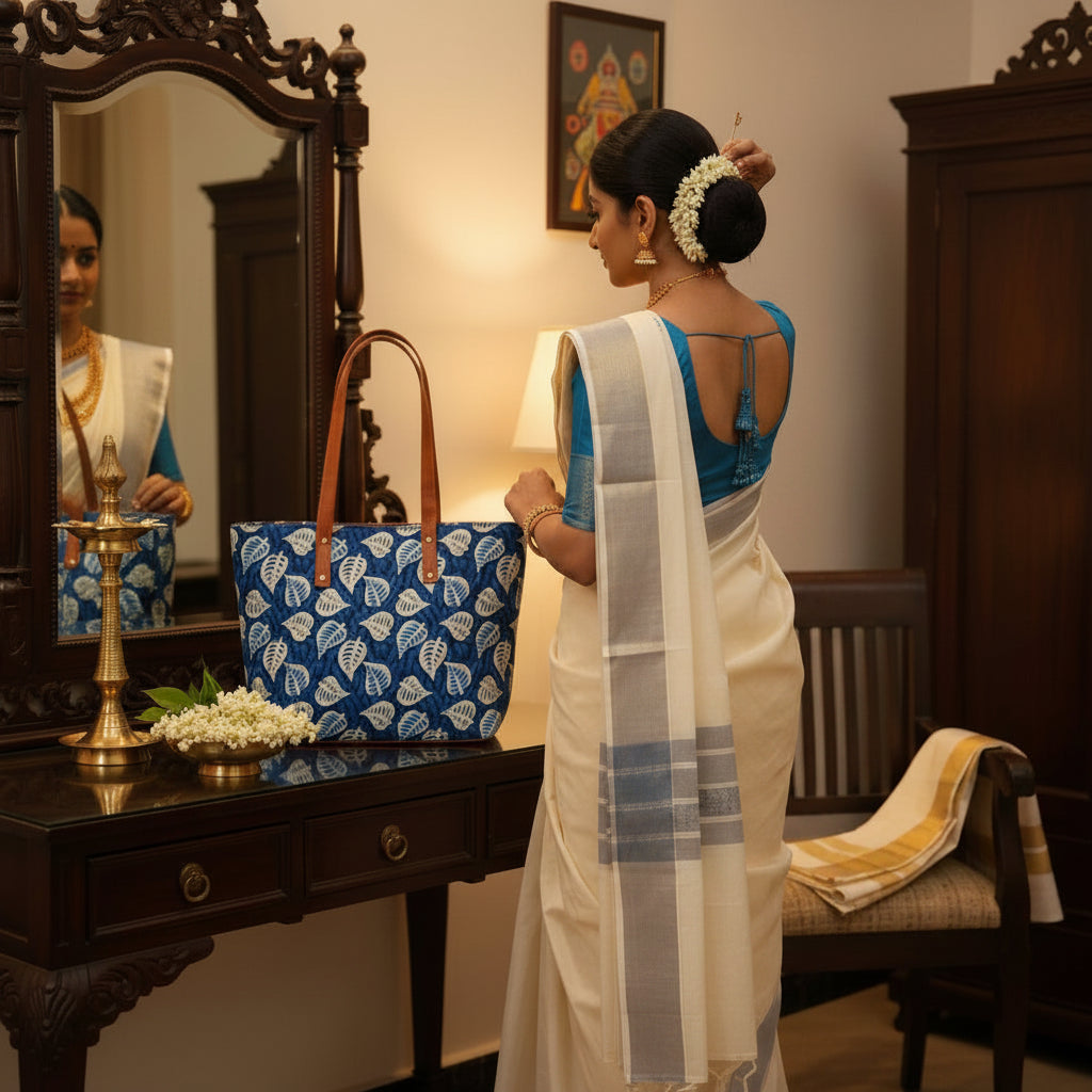 Indigo Leaf Everyday Tote Bag