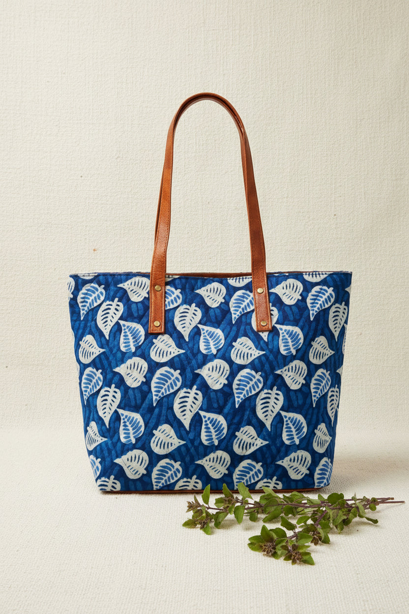 Indigo Leaf Everyday Tote Bag