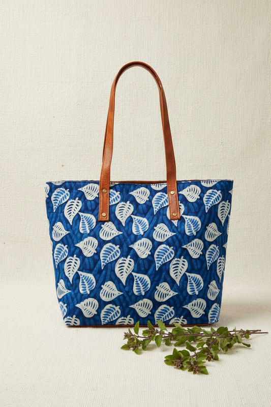 Indigo Leaf Everyday Tote Bag