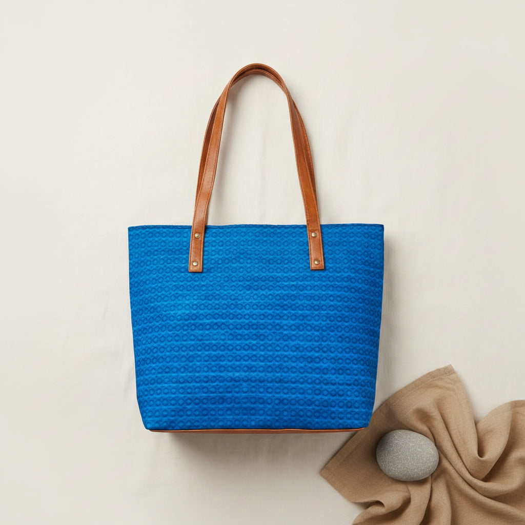 Azure Weave Blue Tote Bag