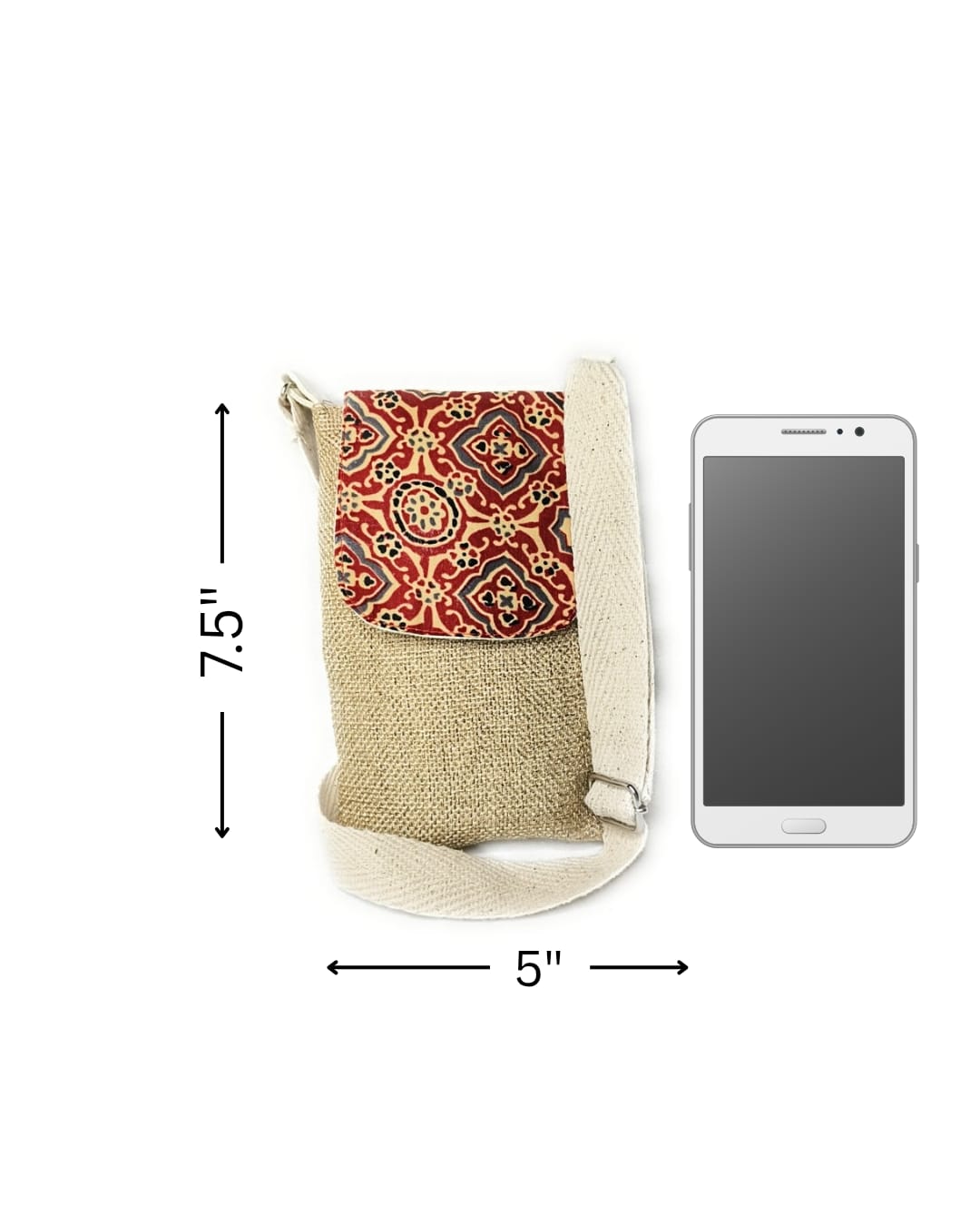 Beige n Red Ajrak Flap Mobile Sling bag