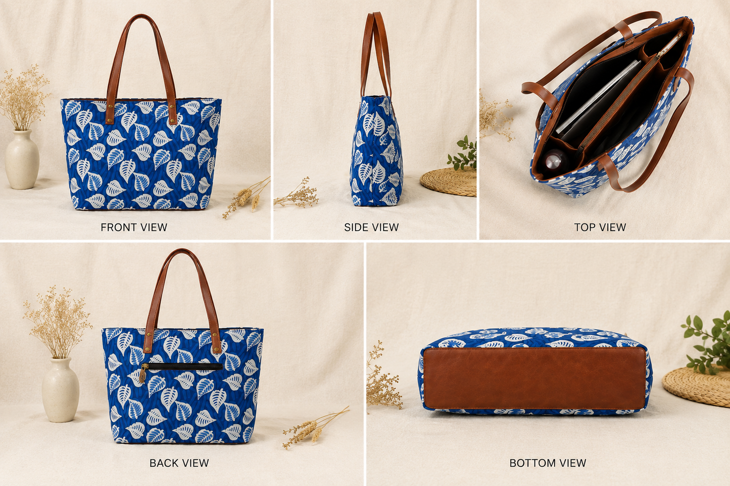 Indigo Leaf Everyday Tote Bag