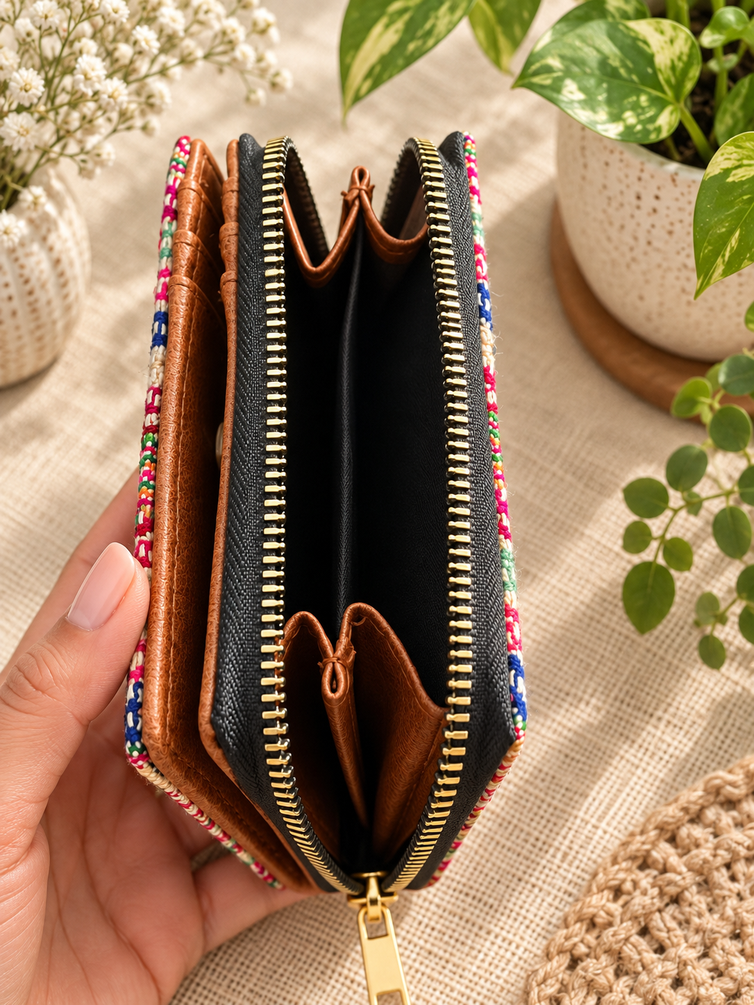Pink Geometric Compact Everyday Wallet