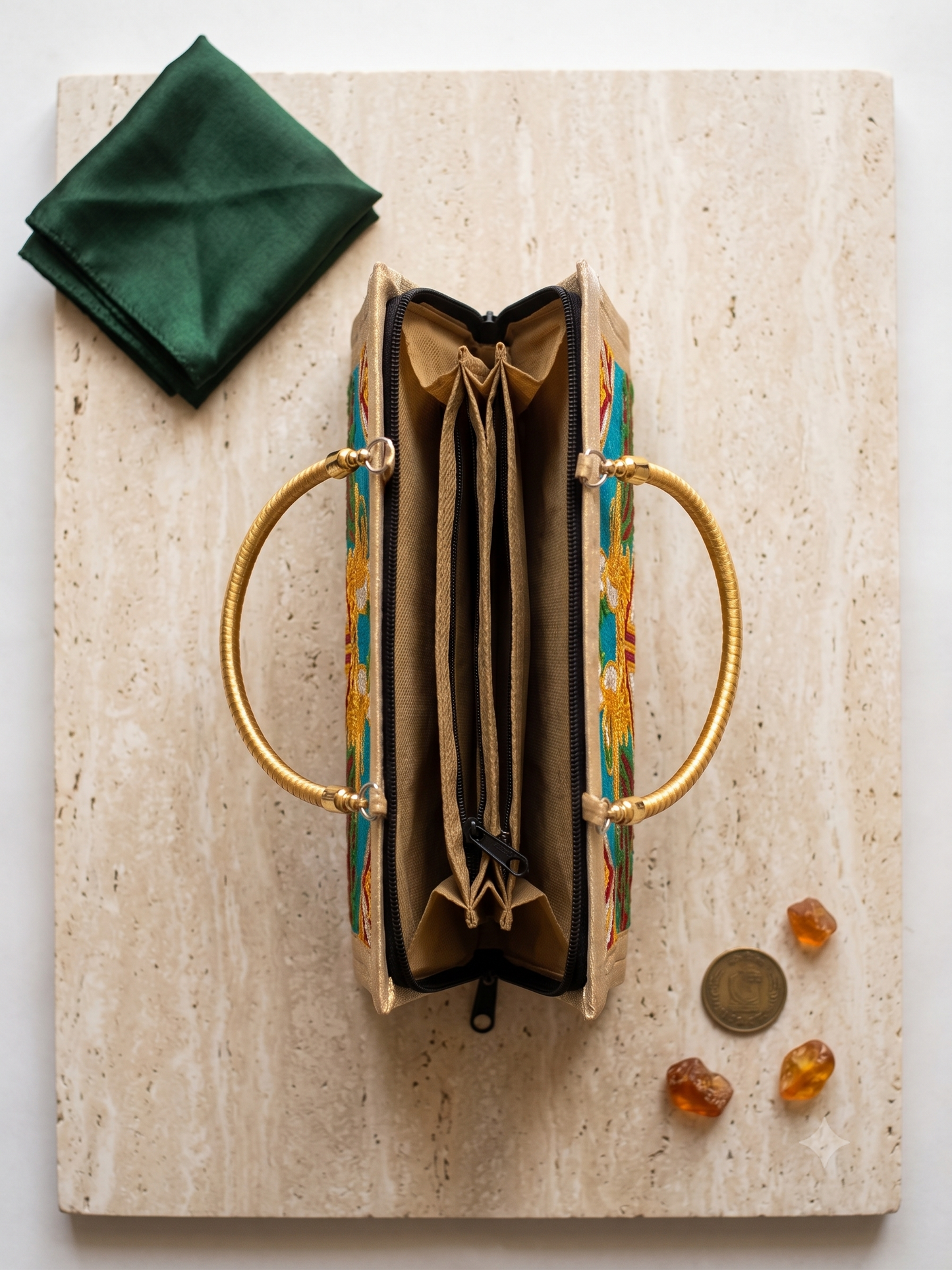 Royal Peacock Embroidered Festive Handheld Purse