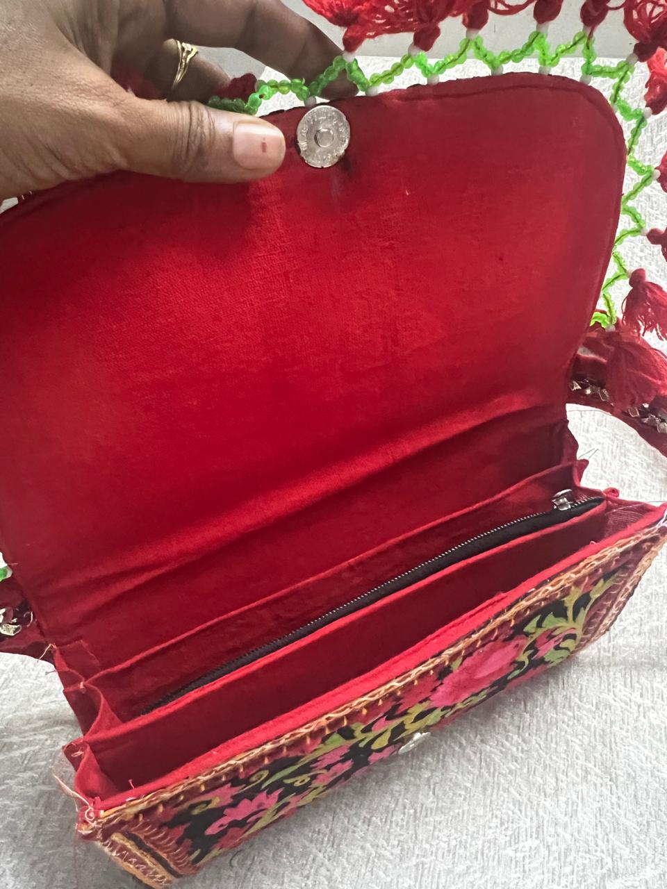 Handcrafted Embroidered Red Boho Sling