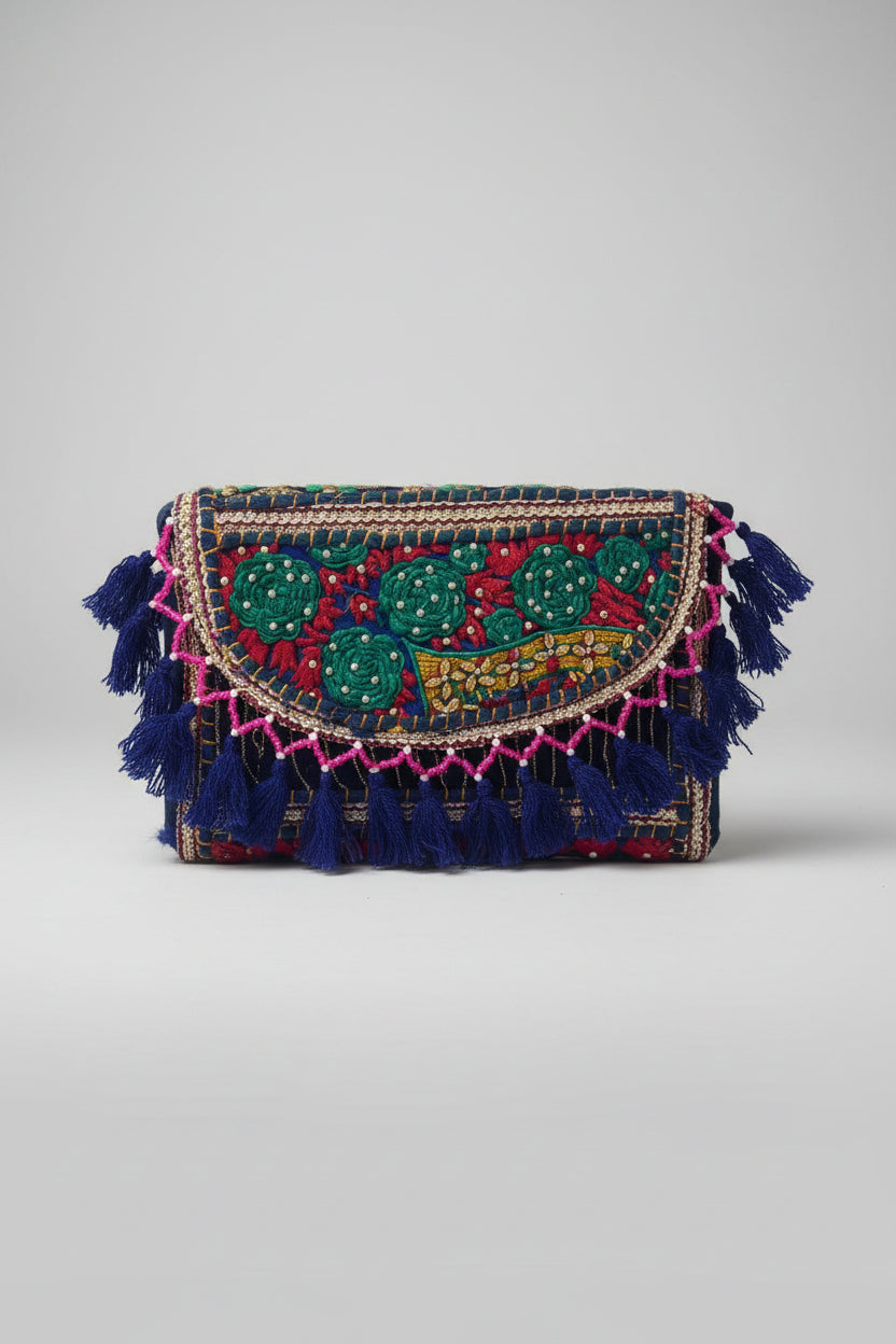 Handcrafted Embroidered Navy Boho Sling