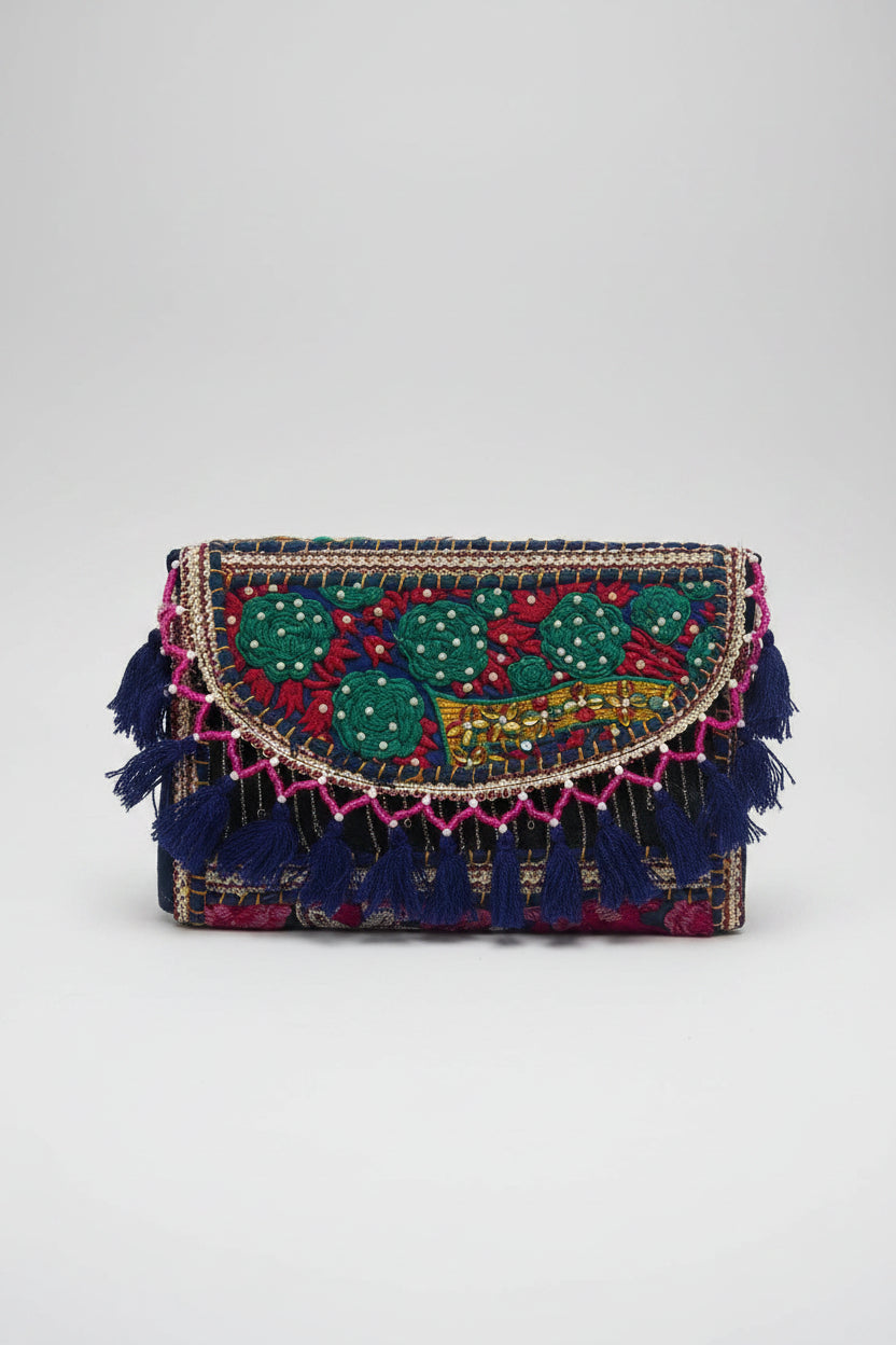 Handcrafted Embroidered Navy Boho Sling