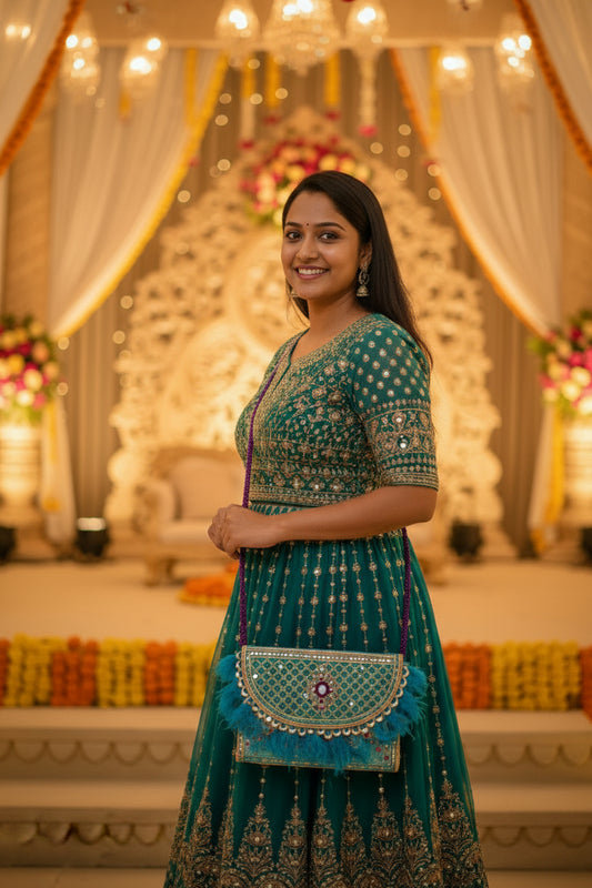 Handcrafted Embroidered Blue Boho Sling