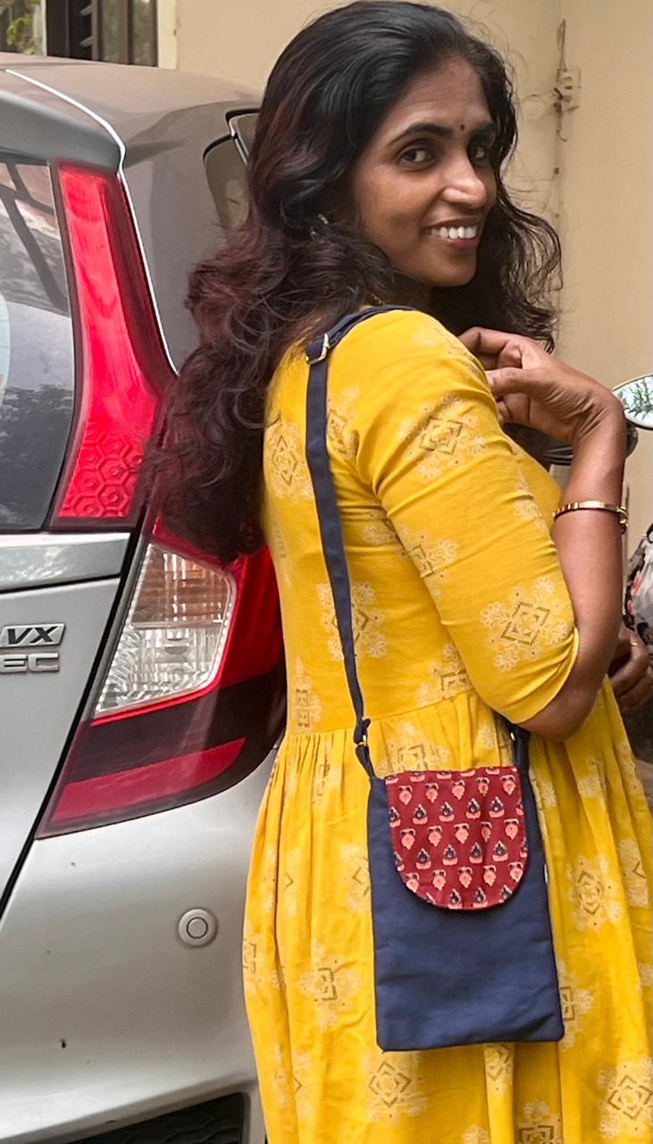 Blue-Ajrak Mobile Sling bag
