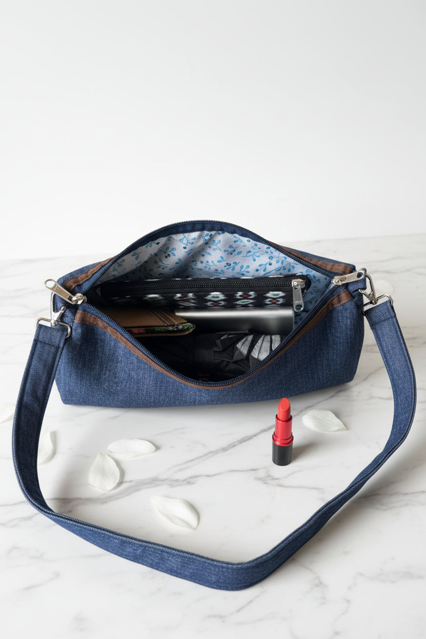 Denim Baguette Bag