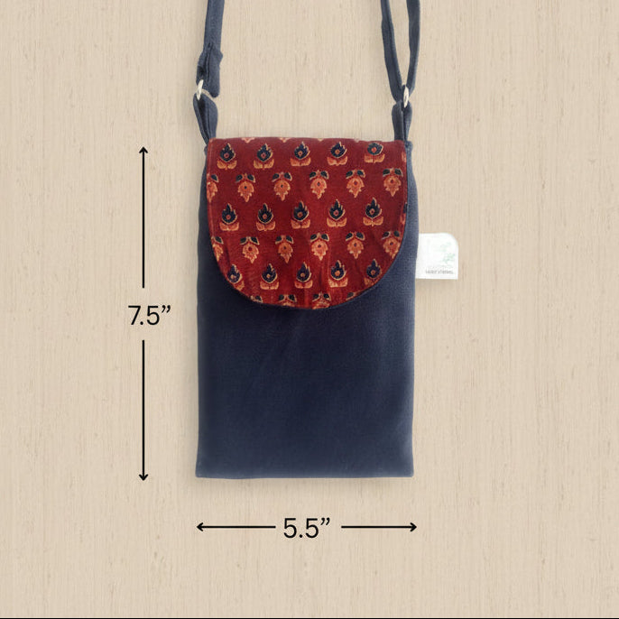 Blue-Ajrak Mobile Sling bag