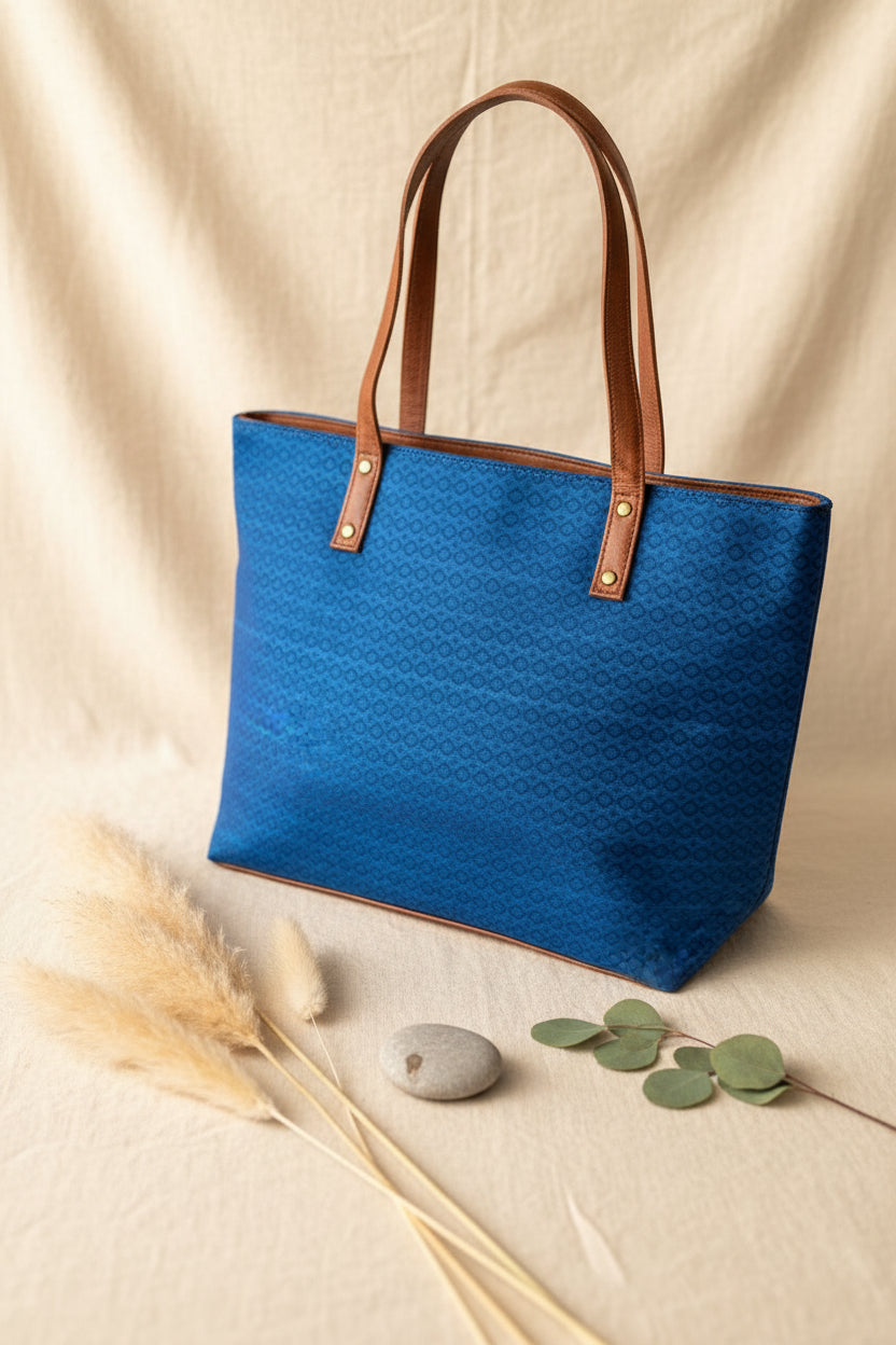 Azure Weave Blue Tote Bag