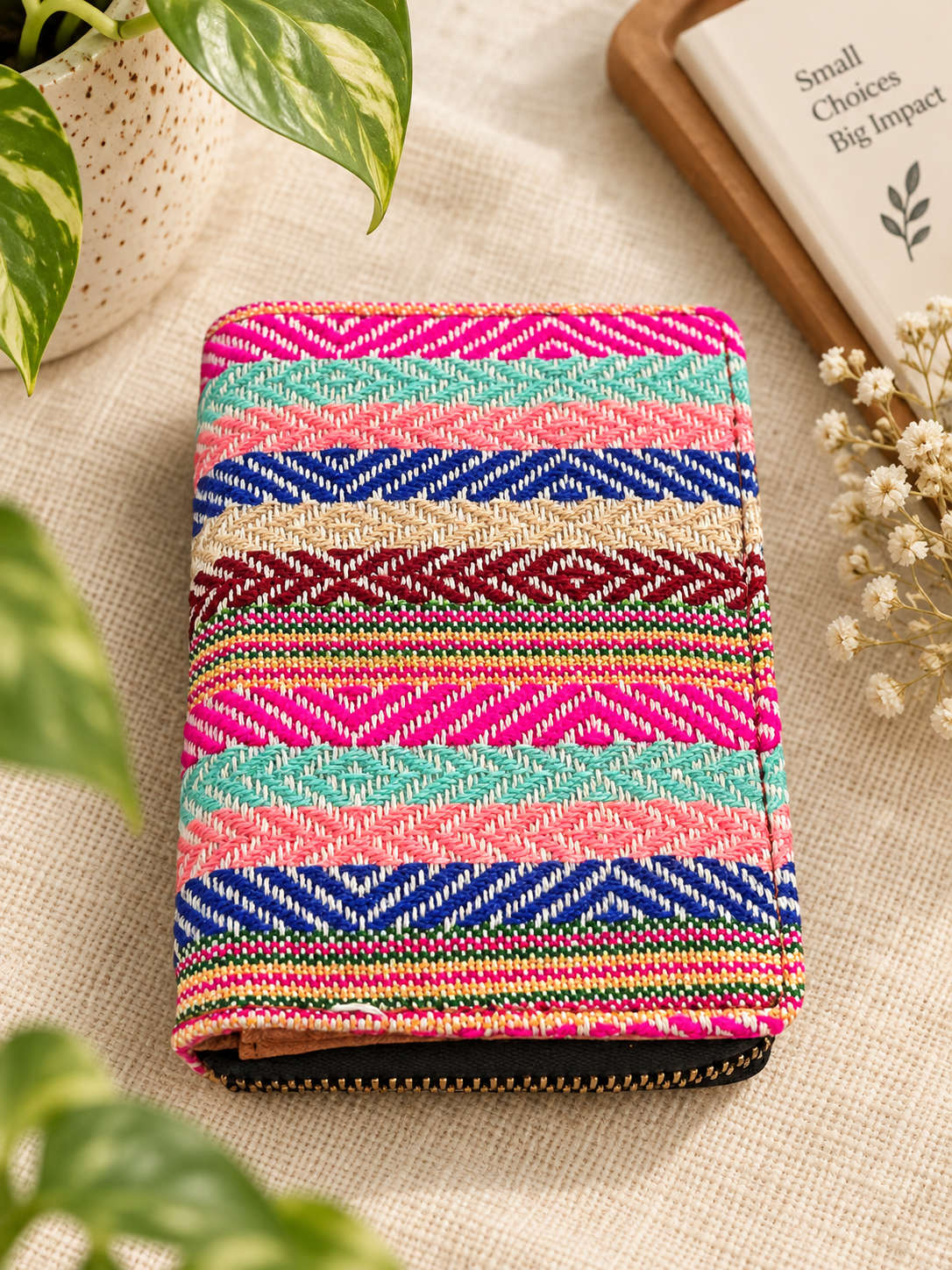 Colorful Woven Compact Everyday Wallet