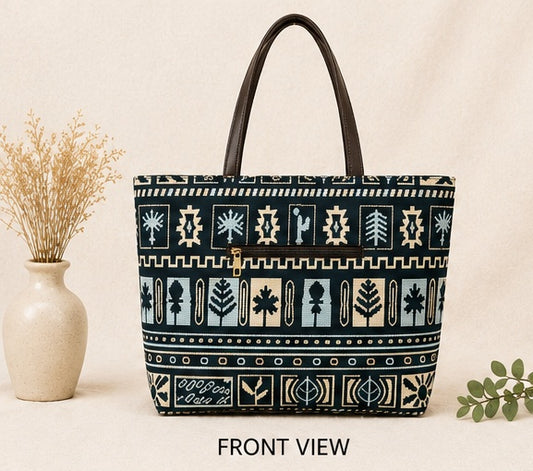 Tribal Jacquard Handbag – Spacious Everyday Tote